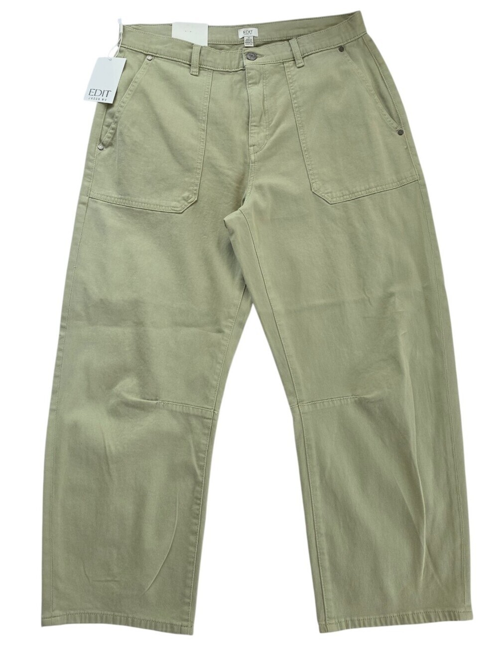 Jason Wu Light Green High Rise Barrel Cropped Pants
